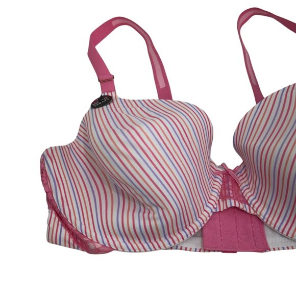 Maidenform Extra Coverage T-Shirt Women Bra SZ 38D Pink Striped Everyday Comfort - Picture 13 of 15